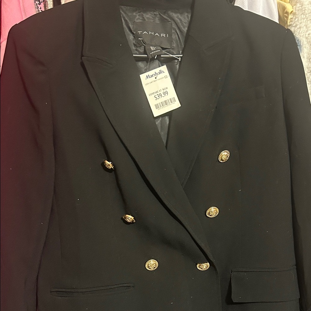 Tahari Black Jacket with Gold Accents